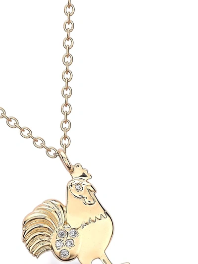 Shop Pragnell 18kt Yellow Gold Zodiac Rooster Diamond Pendant Necklace