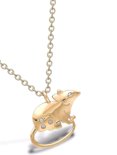 Shop Pragnell 18kt Yellow Gold Zodiac Diamond Rat Pendant Necklace