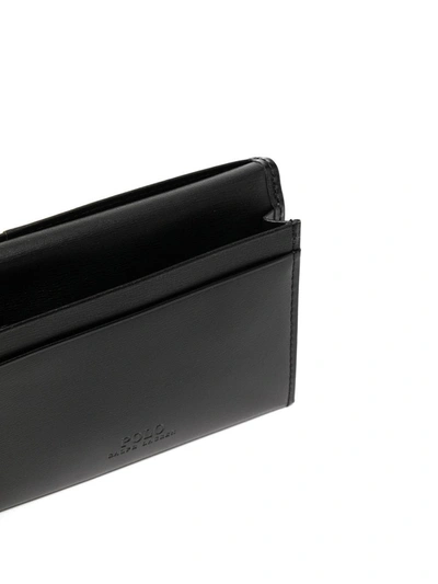 Shop Polo Ralph Lauren Embossed-logo Leather Card Case In Black