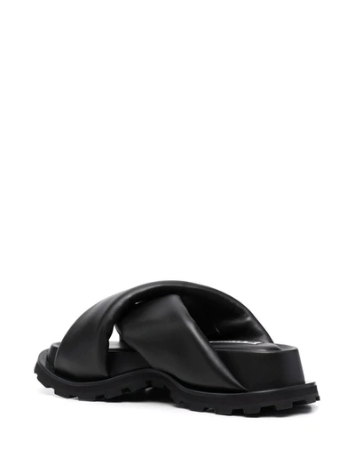 Shop Jil Sander Open-toe Chunky Leather Sandals In Black