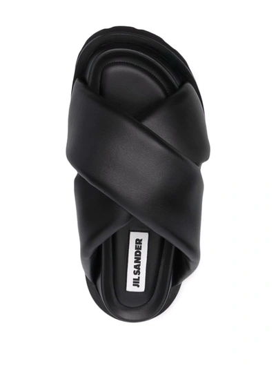 Jil Sander Black Oversize Strap & Sole Wrapped Sandals | ModeSens