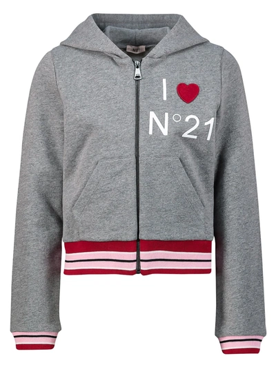 Shop N°21 Kids Sweat Jacket For Girls In Grey