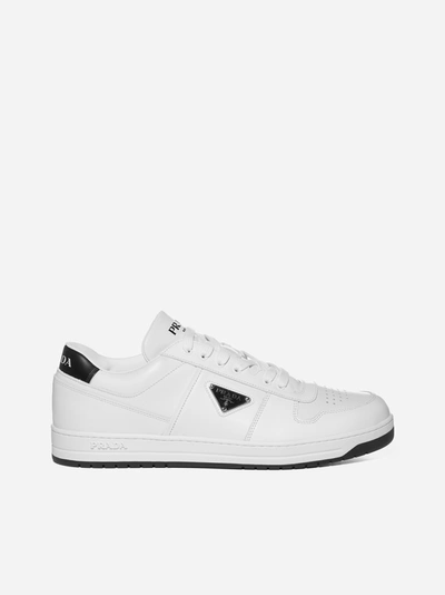 Shop Prada Downtown Leather Sneakers