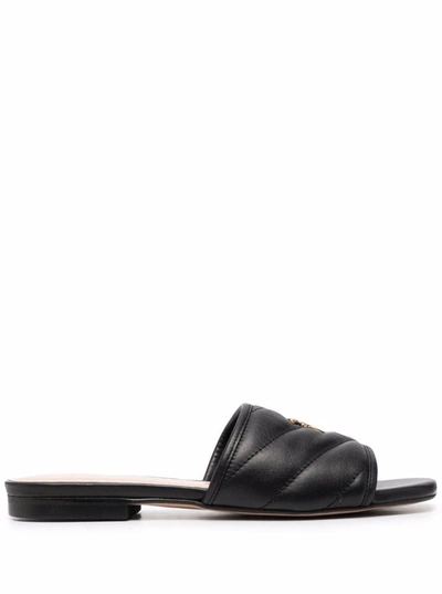 Shop Pinko Molly Black Quilted Leather Mules