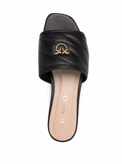 Shop Pinko Molly Black Quilted Leather Mules