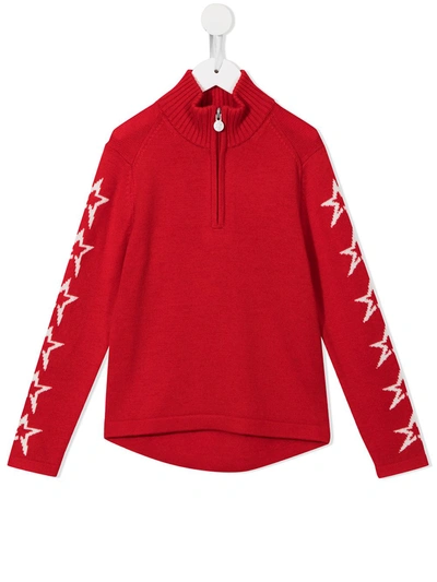 Shop Perfect Moment Star-print Zip-front Jumper In Red