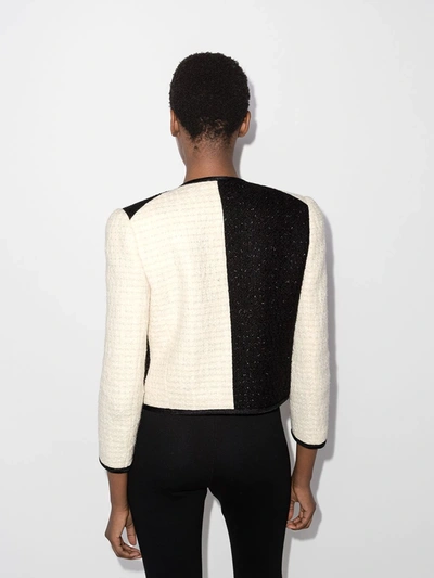 Shop Saint Laurent Colour-block Tweed Jacket In Schwarz