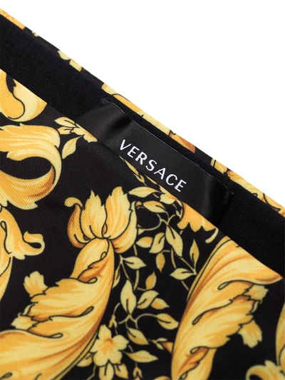 Shop Versace Barocco-print Bikini Bottoms In Schwarz