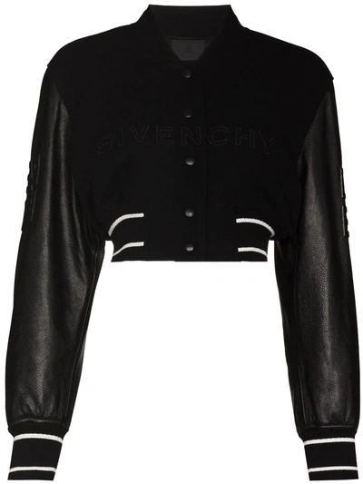 Shop Givenchy Cropped Bomber Jacket In Schwarz