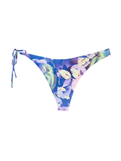 Shop Moschino Tropical-print Bikini Bottoms In Blau