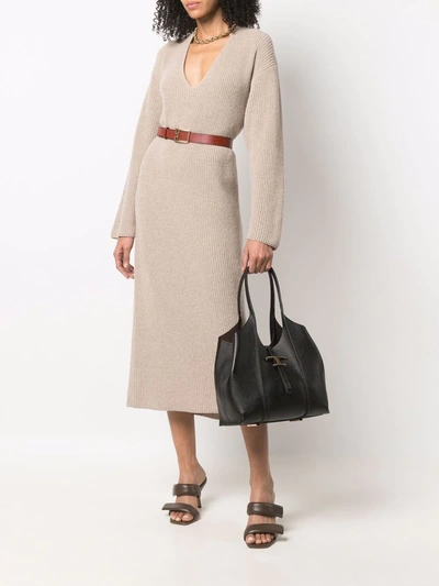 Tod's Timeless Leather Shopping Bag In Schwarz