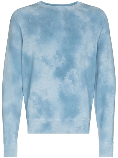 Shop Tom Ford Crew Neck Tie-dye Sweatshirt In Blau