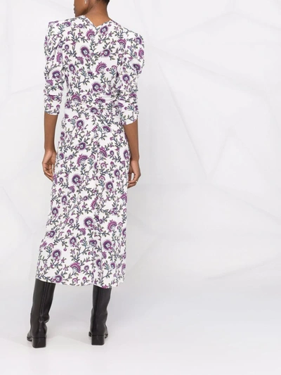 Shop Isabel Marant Albi Floral-print Midi Dress In Weiss