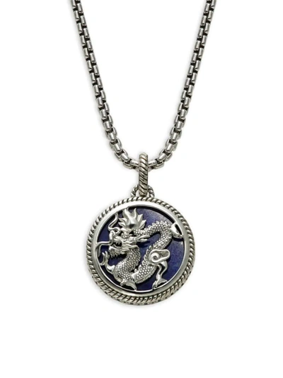 Shop Effy Men's Sterling Silver & Lapis Lazuli Dragon Pendant Necklace