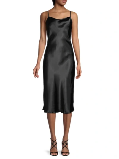 Shop Bebe Women's Solid Satin Bias Slip Dress In Black