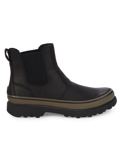 Shop Sorel Men's Caribou Waterproof Leather Chelsea Boots In Black