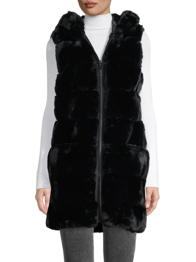 Shop Via Spiga Women's Faux Fur Vest In Black