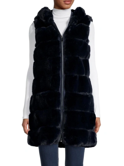 Shop Via Spiga Women's Faux Fur Vest In Navy