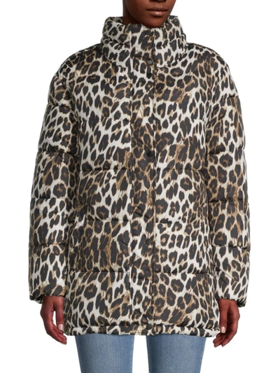 Shop Via Spiga Women's Leopard-print Down Puffer Jacket