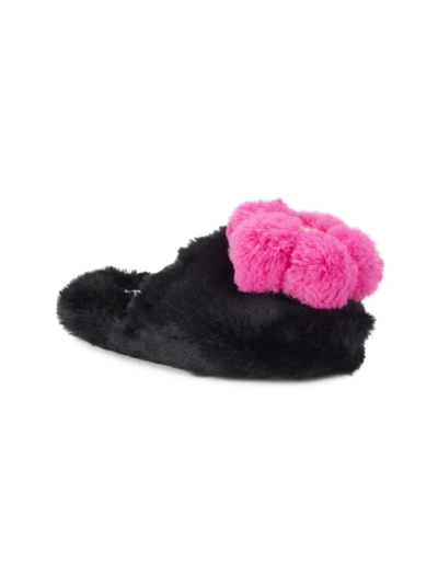 Shop Steve Madden Girl's Jbuds Faux Fur Slippers In Black