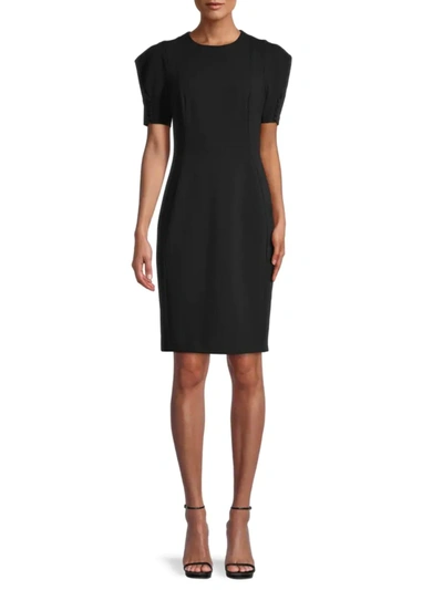 Calvin Klein Women s Solid hued Puff sleeve Sheath Dress In Black ModeSens