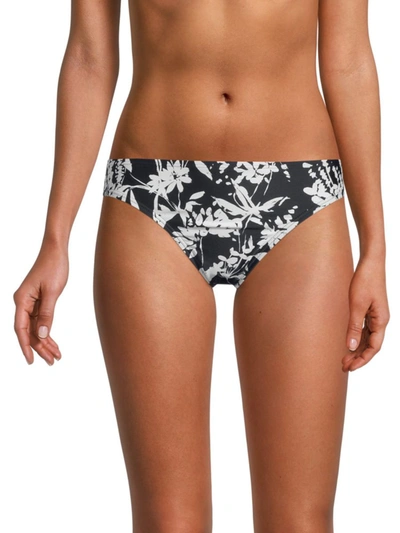 Shop Tommy Hilfiger Women's Classic Scoop Floral Bikini Bottom In Black