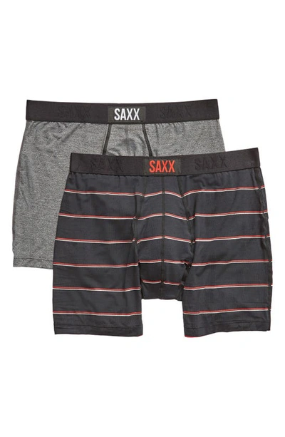 Shop Saxx Vibe 2-pack Slim Fit Boxer Briefs In Grey/shallow Stripe