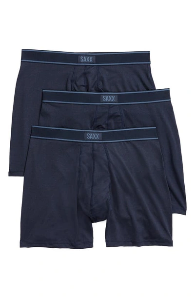 Shop Saxx 3-pack Relaxed Fit Boxer Briefs In Navy