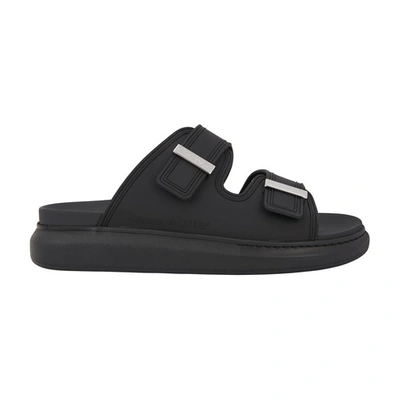 Shop Alexander Mcqueen Flat Sandals In Black Silver