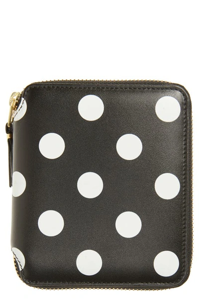 Shop Comme Des Garçons Dot Print Leather Wallet In Black