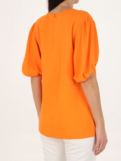 Stella Mccartney Puff-sleeve Scoop-neck Tunic Top In Orange