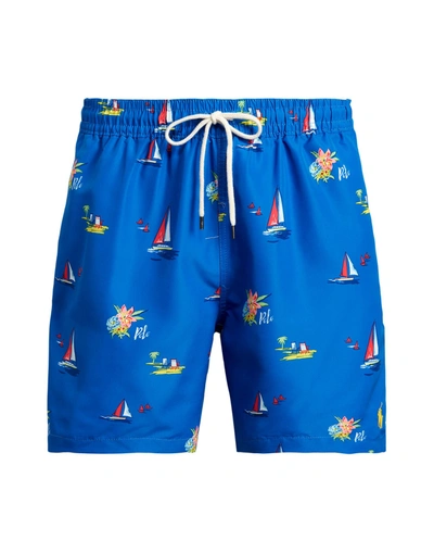 Shop Polo Ralph Lauren Swim Trunks In Bright Blue