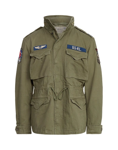 Shop Polo Ralph Lauren Cotton Twill Field Jacket Man Jacket Military Green Size L Cotton
