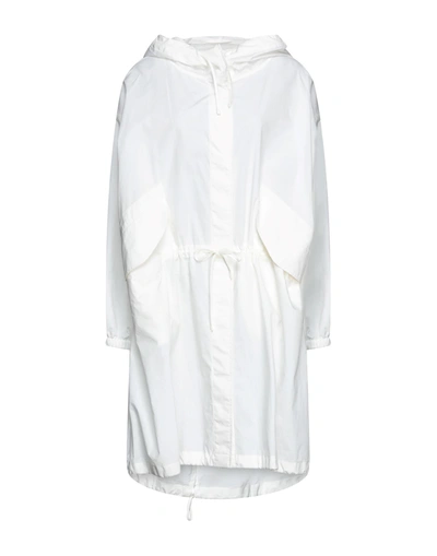 Shop Jil Sander Woman Overcoat & Trench Coat White Size 8 Cotton