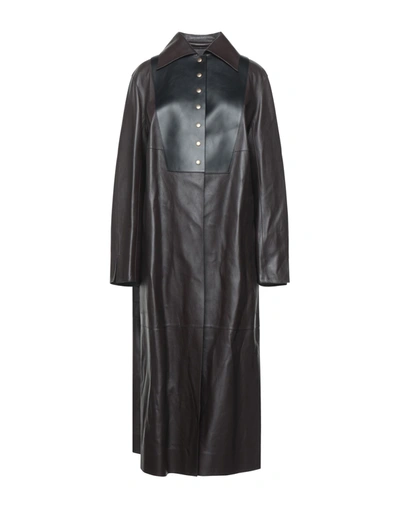 Shop Loewe Overcoats In Dark Brown