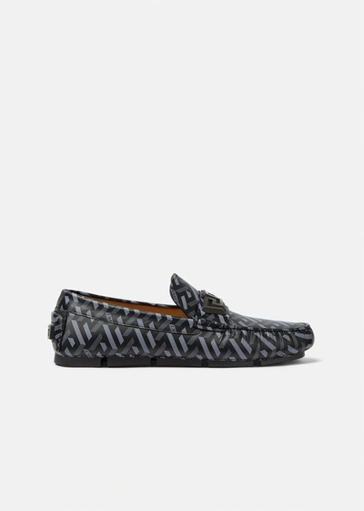 Shop Versace La Greca Loafers, Male, Black+gray, 40