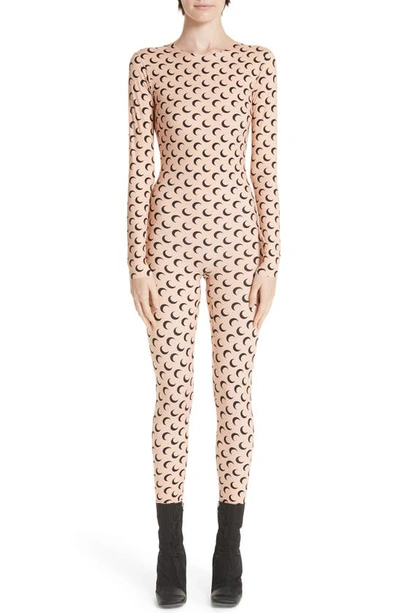 Shop Marine Serre Moon Print Catsuit In All Over Moon Tan