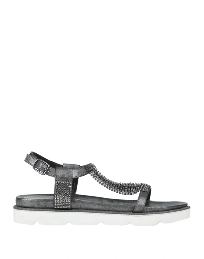 Shop Cafènoir Sandals In Steel Grey