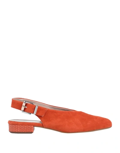 Shop Paola Ferri Woman Ballet Flats Orange Size 6 Soft Leather