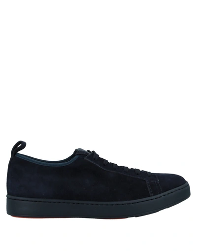 Santoni Suede Sneakers In Blue