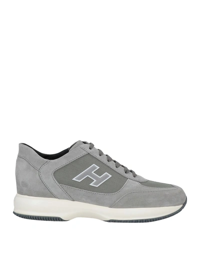 Shop Hogan Man Sneakers Sage Green Size 9 Soft Leather, Textile Fibers