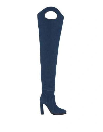 Shop Burberry Woman Boot Blue Size 7 Textile Fibers