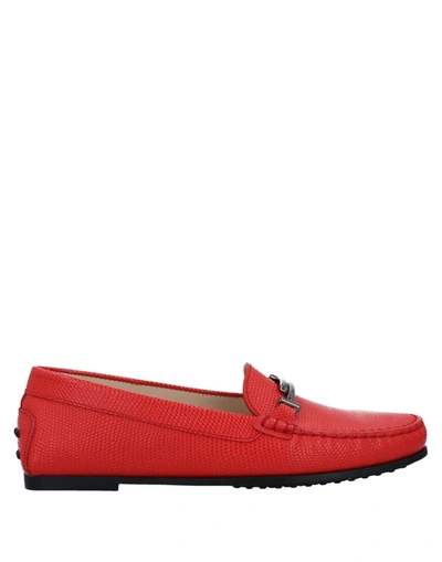 Shop Tod's Woman Loafers Red Size 6.5 Soft Leather