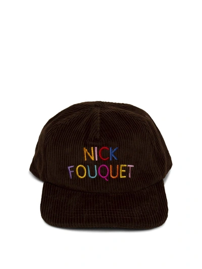 Shop Nick Fouquet Rainbow Logo Corduroy Cap Brown