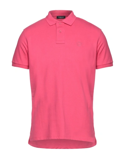 Shop Jeckerson Man Polo Shirt Fuchsia Size M Cotton, Elastane In Pink