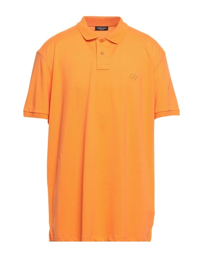 Shop Jeckerson Man Polo Shirt Orange Size Xxl Cotton, Elastane