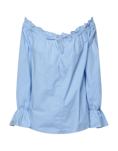 Shop L'autre Chose L' Autre Chose Woman Top Azure Size 4 Cotton In Blue