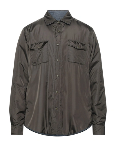 Shop Aspesi Man Shirt Military Green Size Xxs Polyamide, Cotton