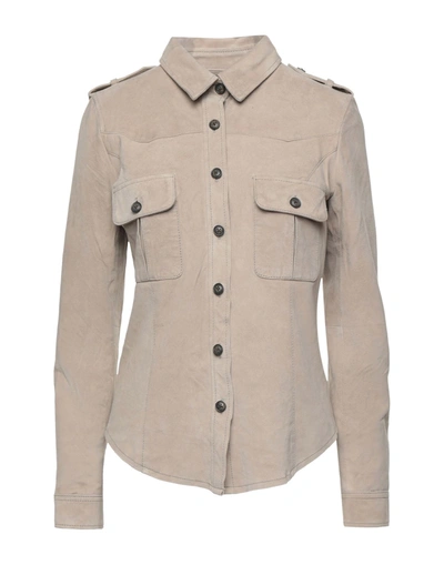 Shop Andrea D'amico Woman Shirt Sand Size 8 Leather In Beige