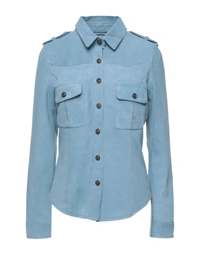 Shop Andrea D'amico Shirts In Pastel Blue